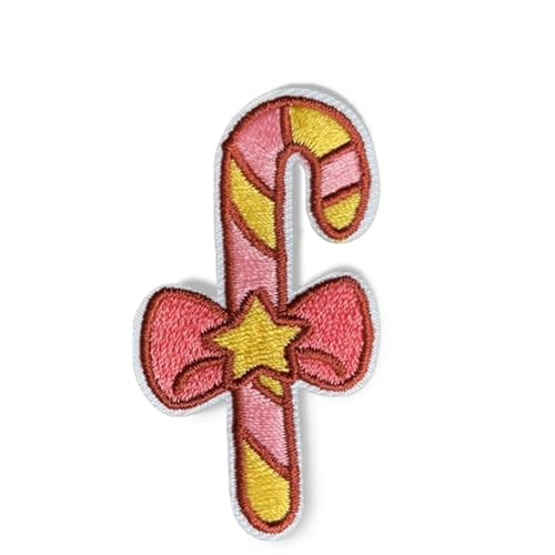 Zuckerstangen-Schleifen-Aufnäher, selbstklebende Applikationen, bestickt, zum Aufnähen, für Kleidung, Taschen, T-Shirts, Tassen, Hüte, Handyhüllen, 10 Stück von XIANZHONG