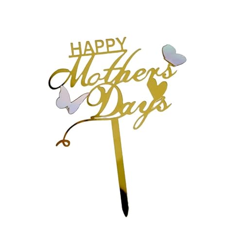 Tortenaufsatz "Happy Mother's Day", Buchstaben, Rosa, dekorative Party-Kuchendekoration für Muttertag (Gold B), 10 Stück von Xiao Hua