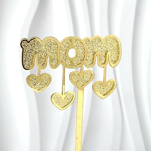 Tortenaufsatz "Happy Mother's Day", Buchstabenaufsatz, Rosa, dekorative Party-Kuchendekoration für Muttertag (Gold B) von Xiao Hua