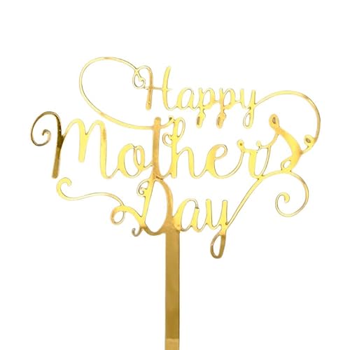 Tortenaufsatz "Happy Mother's Day", für Mütter, Buchstaben, Rosa, dekorative Party-Kuchendekoration für Muttertag (Gold F), 10 Stück von Xiao Hua