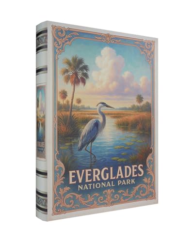XIAOAIKA Dekorative Bücherbox aus Holz – Vintage Faux Buchboxen mit Nationalpark-Design, geheime Aufbewahrung mit Magnetverschluss, Lederbezug, perfekt für Home Office Bücherregal (1 x Everglades) von XIAOAIKA