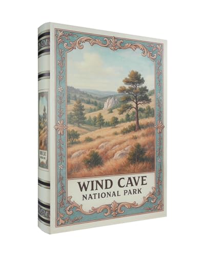 XIAOAIKA Dekorative Bücherbox aus Holz – Vintage Faux Buchboxen mit Nationalpark-Design, geheime Aufbewahrung mit Magnetverschluss, Lederbezug, perfekt für Home Office Bücherregal (1 x Windhöhle) von XIAOAIKA