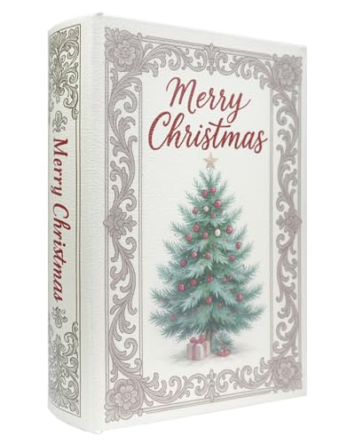 XIAOAIKA Weihnachten Dekorative Holz Buchbox, Vintage Faux Book Boxen mit Lederbezug, geheime Aufbewahrung mit Magnetverschluss, Urlaub Geschenkbox für Home Office Bücherregal Dekor (1 x Weihnachten Z von XIAOAIKA