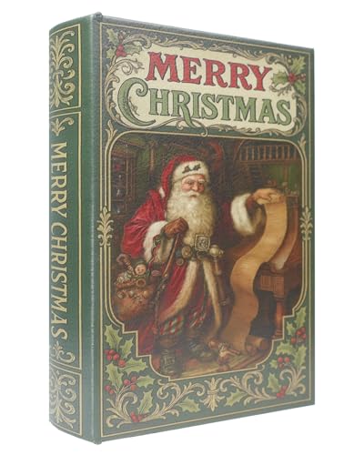 XIAOAIKA Weihnachten Dekorative Holz Buchbox, Vintage Faux Book Boxen mit Lederbezug, geheime Aufbewahrung mit Magnetverschluss, Urlaub Geschenkbox für Home Office Bücherregal Dekor (1 x Weihnachten H von XIAOAIKA