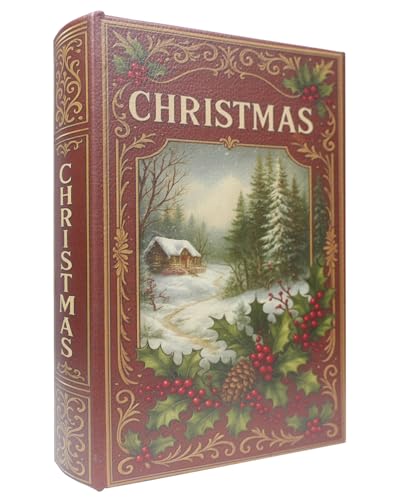 XIAOAIKA Weihnachten Dekorative Holz Buchbox, Vintage Faux Book Boxen mit Lederbezug, geheime Aufbewahrung mit Magnetverschluss, Urlaub Geschenkbox für Home Office Bücherregal Dekor (1 x Weihnachten I XIAOAIKA Weihnachten Dekorative Holz Buchbox, Vintage Faux Book Boxen mit Lederbezug, geheime Aufbewahrung mit Magnetverschluss, Urlaub Geschenkbox für Home Office Bücherregal Dekor (1 x Weihnachten I von XIAOAIKA