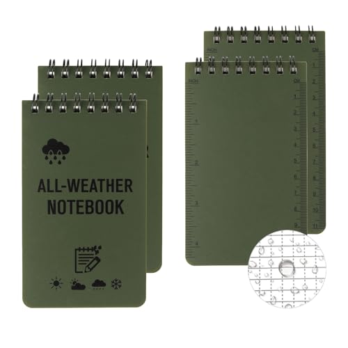 Wasserdichtes Notizbuch, 4er-Pack Notizblöcke Mit Spiralbindung, Wetterfester Notizblock, 7.6 X 12.7 cm, Notizbuch mit Zoll- und Zentimeterskala, Reiseerlebnisse Aufzeichnen Oder Felddaten Sammeln von XIAOCHUAN