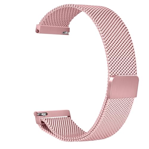 20 mm 22 mm Uhrenarmbänder, Uhrenarmband mit Schnellverschluss, magnetisches Uhrenarmband, verstellbarer Magnetverschluss, Milanese-Mesh-Loop-Band aus Metall, Edelstahl-Uhrenarmband(Pink,22mm) von XIAOFEIGUN
