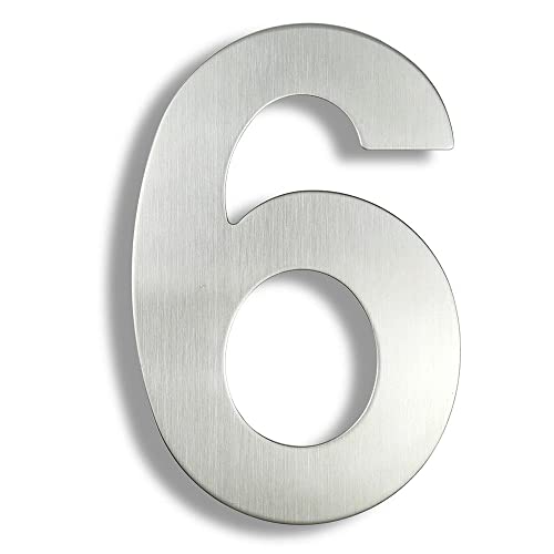 XIAOGYYE 15 Cm, 3D-Hausnummer, Edelstahl-Adressschild 0-9, Silberfarben, Türnummern Für Den Außenbereich, Groß/6 XIAOGYYE 15 Cm, 3D-Hausnummer, Edelstahl-Adressschild 0-9, Silberfarben, Türnummern Für Den Außenbereich, Groß/6 von XIAOGYYE