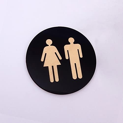 XIAOGYYE 3D-Acryl-Spiegel, Rund, Wc-Türschild, Badezimmer, Wc, Schwarz,D, Silber, Moderner Wandaufkleber Mit Holzsockel, Wohndeko, 11,9 Cm/15,2 Cm/20,3 cm/Black/4.7 In (12Cm) von XIAOGYYE
