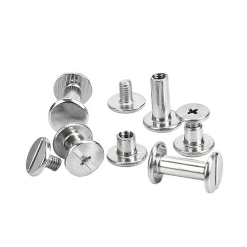 XIAOGYYE Buchschrauben Aus Edelstahl, Nieten, Schlitzschrauben Für Diy-Alben, Tisch- Und Menübefestigungen, 8,5 Mm Kappe, 10 Stück Packung/35Mm/M3 von XIAOGYYE