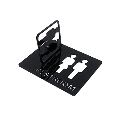 XIAOGYYE Doppelseitiges Flurschild (20 X 25 Cm/15 X 20 Cm), 3D-Stereo-Wc-Hinweisschild Für Badezimmer, Geschäft, Restaurant Wanddeko Für Geschäfte, Schwarz, 1 Stück/Reom 20 * 25Cm/ Size von XIAOGYYE