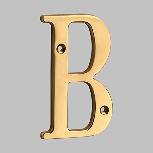XIAOGYYE Hausnummern (0–9/A/B), 3D-Buchstaben Aus Massivem Messing, Moderne Hausnummern, Wohnungsnummern, Briefkastenadresse, Außenschilder, 100 Mm/B von XIAOGYYE