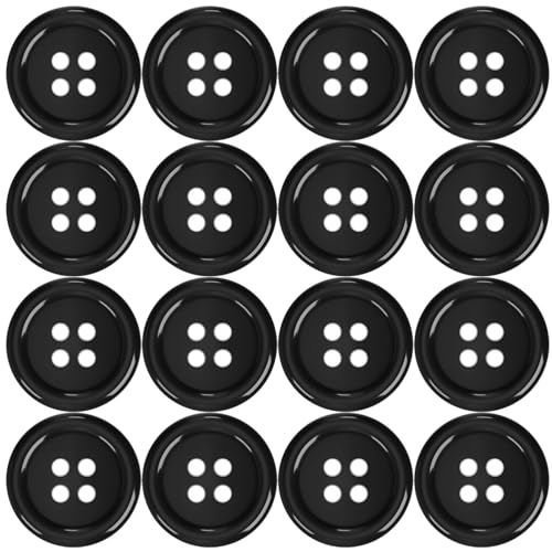 100 Stück Knöpfe für Bekleidung Harz Buttons Schwarz Knopf 4 Löcher Knöpfen zum Basteln Rund zum Nähen,Basis Button,Harz Knöpfe für Kleider Nähen DIY Handwerk Scrapbooking und Dekorieren-15MM von XIAOJING0