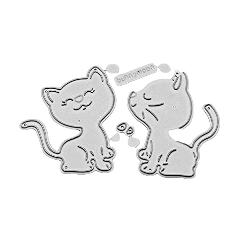 2 Stück/Set niedliche Katzen-Metall-Stanzschablonen für Bastelarbeiten, Scrapbooking, Grußkartenherstellung, dekorative handgefertigte Stempel und Stanzformen von XIAOL