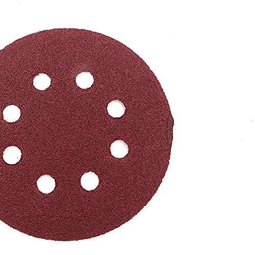 10 Stück 12,7 cm 125 mm 8-Loch Klett-Schleifscheiben rotes Aluminiumoxid-Trockenschleifpapier Körnung 40 bis 2000 for Polieren von Holz und Metall(Size:180 Grit) von XIAONIYI