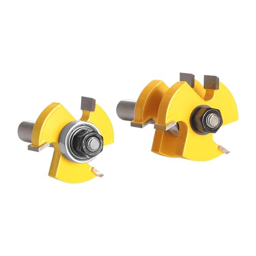 2pc 8mm 12mm 12,7mm Schaft 2PCS Doppel Lager T & G Montage Router Bit Woodwroking fräser for Holz Werkzeuge(12x47.6x12.7) von XIAONIYI