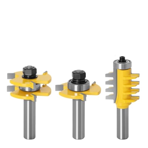 3 stücke 12mm 1/2 zoll Schaft Joint Montieren Router Bits Zunge & Nut T-Slot Fräser for Holz Holz Schneiden Werkzeuge(12mm shank) von XIAONIYI