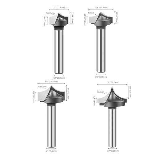 4 stücke 6mm 1/4 zoll Schaft Vhm Runde Spitze Cut Runde Nase Bits Shaker Schneider Tools holz Fräser for Holz(4Pcs 6.35mm Shank) von XIAONIYI