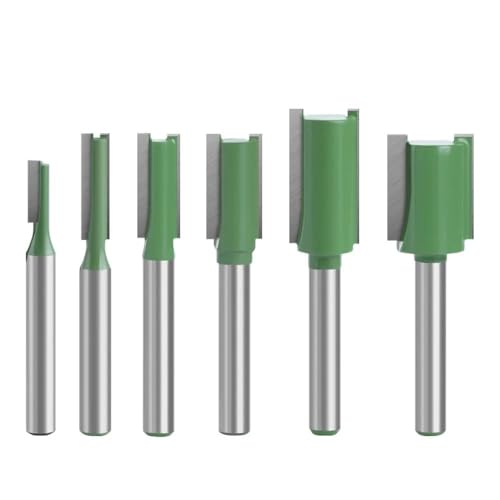 7-teiliges gerades Bit-Flush-Trim-Doppelflöten-Fräser-Set, Hartmetall-Fräser-Kits, Holzbearbeitungswerkzeuge, 1/4 Zoll, 6 mm Schaft(6.35mm Shank 7pcs) von XIAONIYI