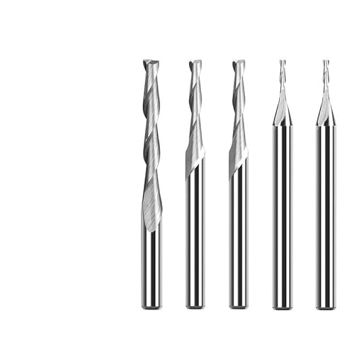 Hartmetall-Fräser, 2 Flöten, flacher Schaftfräser, 10 Stück, 3,175 Schaft, 1/8 Spiral-CNC-Fräser for Holzgravur, 0,8–3,175 mm(2.5xD3.175x15) von XIAONIYI