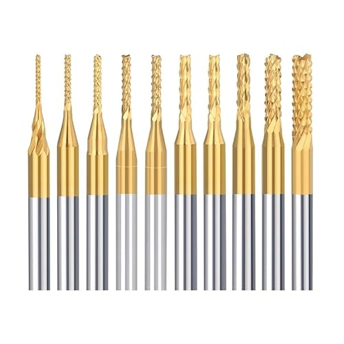 PCB-Fräser, 10 Stück, TiN-beschichtet, 0,5–3,175 mm, CNC-Fräser, 3,175 mm Schaft, Hartmetall-Schaftfräser for PCB-Maschinen-Fräswerkzeuge(10pcs 1.0mm) von XIAONIYI