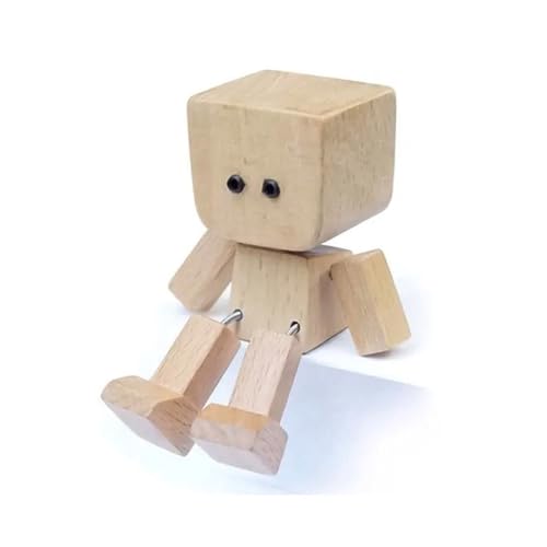 Wackelnde Holzfiguren, Charmante Kleine Holzfigur, Handgefertigte Holz-Auto-Ornamente Actionfiguren, Lustige Wackelkopf-Autodekoration, Mit 12 Magnetischen Gesichtsausdrücke (#A, Nicht enthalten) von XIAOPINPI