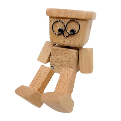 Wackelnde Holzfiguren, Charmante Kleine Holzfigur, Handgefertigte Holz-Auto-Ornamente Actionfiguren, Lustige Wackelkopf-Autodekoration, Mit 12 Magnetischen Gesichtsausdrücke (#B, Nicht enthalten) von XIAOPINPI