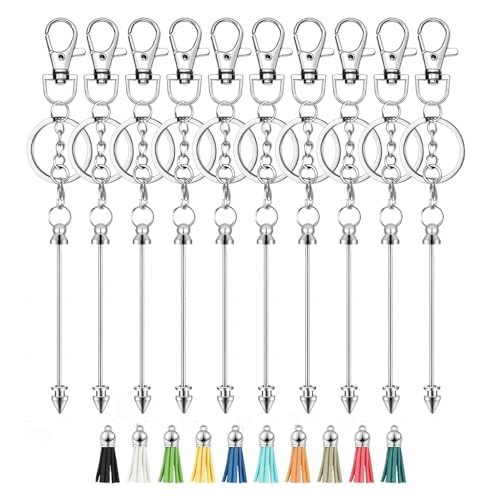 10 bunte Perlen-Schlüsselanhängerrohlinge, bunte Perlen, Schlüsselbundrohlinge zum Gestalten von Schlüsselanhängern 10 bunte Perlen-Schlüsselanhängerrohlinge, bunte Perlen, Schlüsselbundrohlinge zum Gestalten von Schlüsselanhängern von XIAOQENAN