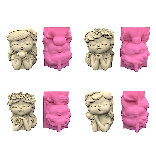 4 x Blumentopf-Silikonform für Mädchen, Stifthalter, Aufbewahrungsbox, Behälter, Pflanzgefäß, Harzform 4 x Blumentopf-Silikonform für Mädchen, Stifthalter, Aufbewahrungsbox, Behälter, Pflanzgefäß, Harzform von XIAOQENAN