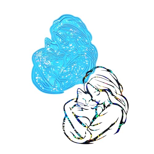 Mädchen Umarmt Katzen Wanddekoration Form Holographical Regenbogenleuchten Silikonform Für Wandaufkleber Schmuck Herstellung Werkzeug Haushaltskonkoration Dekoration von XIAOQENAN