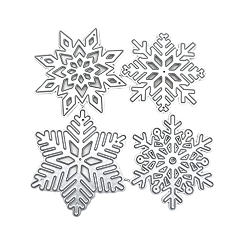 Metall-Stanzformen, Schneeflocken, verschiedene Formen, Weihnachtsschneeflocken, Prägeschablone, Stanzformen, Schablonen, 4 Stück Metall-Stanzformen, Schneeflocken, verschiedene Formen, Weihnachtsschneeflocken, Prägeschablone, Stanzformen, Schablonen, 4 Stück von XIAOQENAN