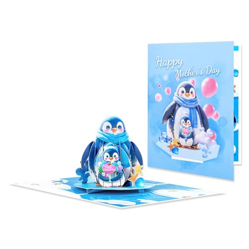 Popup Karten 3D Pinguine Popup Geburtstagskarte Popup Grußkarten Karten für Valentinstag Muttertag Geburtstag von XIAOQENAN
