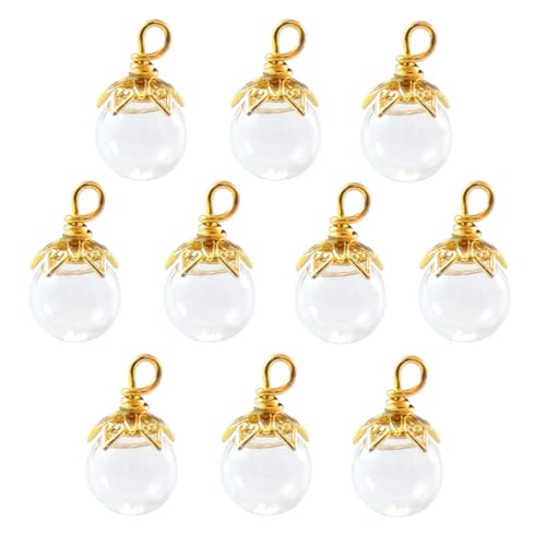 XIAOQENAN 10 Stück Modische Winzige Glasfläschchen Mit Elegantem Silberblumenhut Tragbar Für Bastelmittel Und Besondere Geschenke Anhängerdekoration von XIAOQENAN