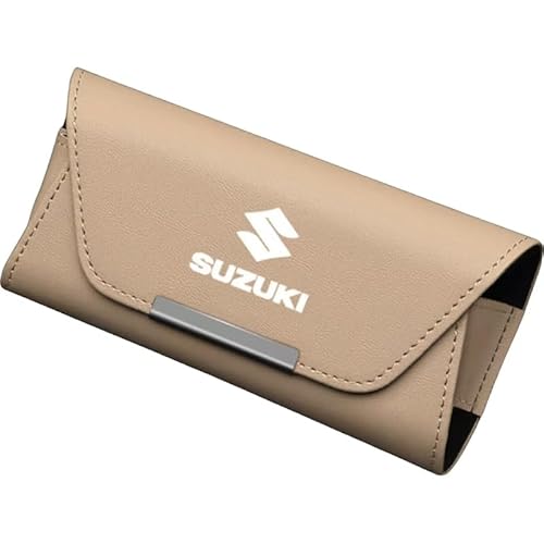 XIAOSAXIAODE Magnetisches Leder Brillenetui für Autosonnenblende, für Suzuki S-Cross 2021 2022 2023 2024 2025 Fahrzeuge, Praktische Brillenbox mit Magnetverschluss, Leder Organizer,Beige von XIAOSAXIAODE