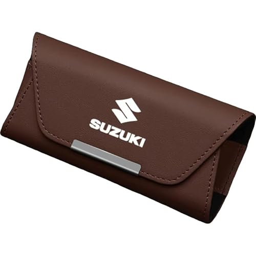 XIAOSAXIAODE Magnetisches Leder Brillenetui für Autosonnenblende, für Suzuki Swift 3 Doors 2005 2006 2007 2008 2009 Fahrzeuge, Praktische Brillenbox mit Magnetverschluss, Leder Organizer,Brown von XIAOSAXIAODE