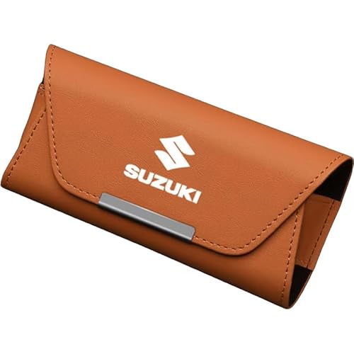 XIAOSAXIAODE Magnetisches Leder Brillenetui für Autosonnenblende, für Suzuki Swift Sport 2024 2025 Fahrzeuge, Praktische Brillenbox mit Magnetverschluss, Leder Organizer,Orange von XIAOSAXIAODE