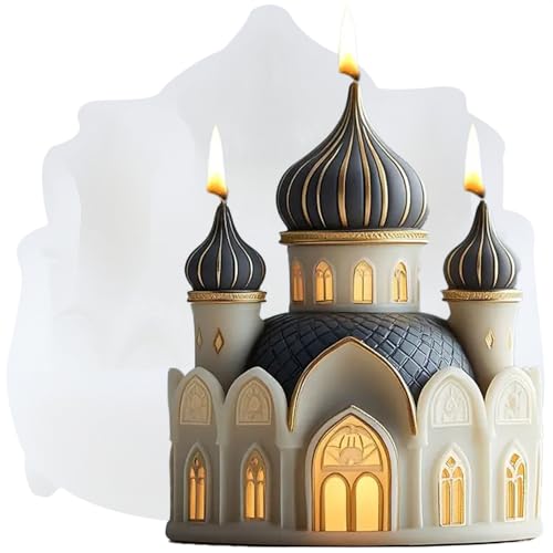XIAOSHUI Castle Candle Silikonform Schlossharz Gießformen für Kerzenherstellung, Aromatherapie, Kerzen, Gips, Ton, Handwerk, Kerzen, Heimdekoration von XIAOSHUI