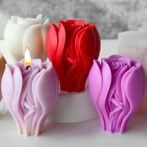 XIAOSHUI Rosen-Kerzenformen aus Kunstharz, Gießform für Kerzen, Heimdekoration, Kerzenherstellung, Aromatherapie, Kerzen, Gips, Ton, Handwerk von XIAOSHUI