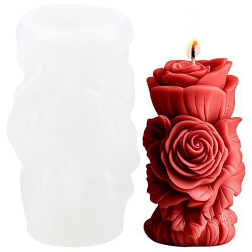 XIAOSHUI Rosen-Säulenkerzen-Form, Rose, Silikon-Kerzenform, Blumensäule, Harzgussformen für Kerzenherstellung, Aromatherapie, Gipskerzen, Modelliermasse, Handwerk XIAOSHUI Rosen-Säulenkerzen-Form, Rose, Silikon-Kerzenform, Blumensäule, Harzgussformen für Kerzenherstellung, Aromatherapie, Gipskerzen, Modelliermasse, Handwerk von XIAOSHUI