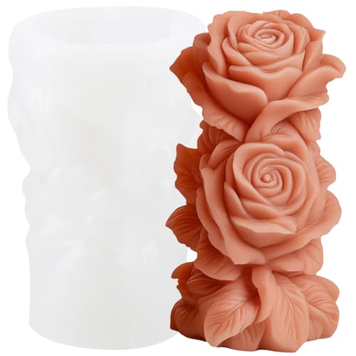 XIAOSHUI Rosen-Säulenkerzen-Form, Rosen-Silikon-Kerzenformen, Blumen-Harz-Gussform für Kerzenherstellung, Aromatherapie, Gipskerzen, Modelliermasse, Handwerk XIAOSHUI Rosen-Säulenkerzen-Form, Rosen-Silikon-Kerzenformen, Blumen-Harz-Gussform für Kerzenherstellung, Aromatherapie, Gipskerzen, Modelliermasse, Handwerk von XIAOSHUI