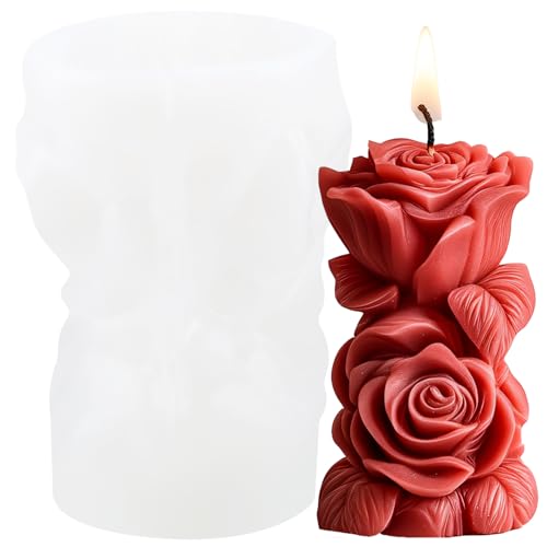 XIAOSHUI Rosen-Säulenkerzen-Form, Rosen-Silikon-Kerzenformen, Blumensäule, Harzgussform für Kerzenherstellung, Aromatherapie, Gipskerzen, Modelliermasse, Handwerk XIAOSHUI Rosen-Säulenkerzen-Form, Rosen-Silikon-Kerzenformen, Blumensäule, Harzgussform für Kerzenherstellung, Aromatherapie, Gipskerzen, Modelliermasse, Handwerk von XIAOSHUI