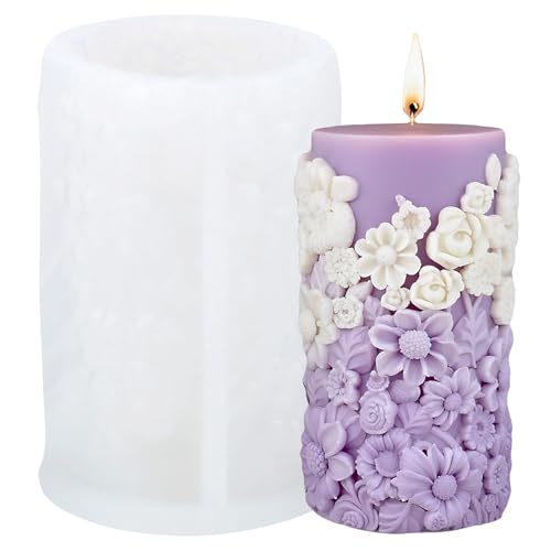 XIAOSHUI Silikonform für Blumenstumpenkerzen, Blumenrelief, Zylinderharz, Gießformen für Kerzenherstellung, Aromatherapie, Kerzen, Gips, Polymerton, Bastelkerze, Heimdekoration XIAOSHUI Silikonform für Blumenstumpenkerzen, Blumenrelief, Zylinderharz, Gießformen für Kerzenherstellung, Aromatherapie, Kerzen, Gips, Polymerton, Bastelkerze, Heimdekoration von XIAOSHUI