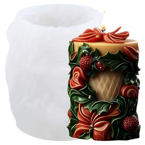 XIAOSHUI Silikonform für Weihnachtskerzen, Beeren, Stechpalmenblätter, Kerzen, Kerzen, Weihnachten, Zylinderharz, Gießform für Kerzenherstellung, Aromatherapie, Kerzen, Gips, Polymerton, Bastelkerze XIAOSHUI Silikonform für Weihnachtskerzen, Beeren, Stechpalmenblätter, Kerzen, Kerzen, Weihnachten, Zylinderharz, Gießform für Kerzenherstellung, Aromatherapie, Kerzen, Gips, Polymerton, Bastelkerze von XIAOSHUI