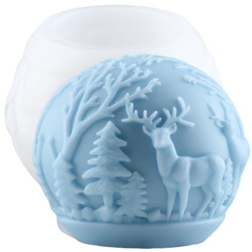 XIAOSHUI Silikonform für Weihnachtskugel und Kerzen, Elchharz, Gießform, Silikonform für Kerzenherstellung, Aromatherapie, Kerzen, Gips, Polymerton, Basteln, Kerzen, Heimdekoration von XIAOSHUI