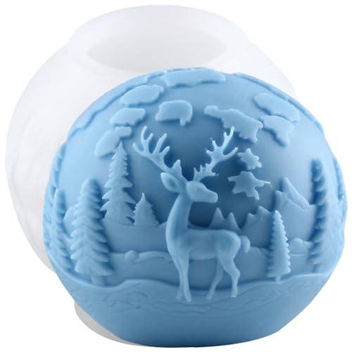 XIAOSHUI Silikonform für Weihnachtskugeln, Kerzen, Elch, Kerzen, Hirsch, Harz, Gießform für Kerzenherstellung, Aromatherapie, Kerzen, Gips, Polymerton, Bastelkerze, Heimdekoration von XIAOSHUI