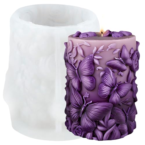 XIAOSHUI Silikonform mit Schmetterlings-Relief, Zylinder, Kerzen, Schmetterling, Blume, Zylinder, Harz, Gießformen für Kerzenherstellung, Aromatherapie, Kerzen, Gips, Polymerton, Basteln, Kerzen XIAOSHUI Silikonform mit Schmetterlings-Relief, Zylinder, Kerzen, Schmetterling, Blume, Zylinder, Harz, Gießformen für Kerzenherstellung, Aromatherapie, Kerzen, Gips, Polymerton, Basteln, Kerzen von XIAOSHUI