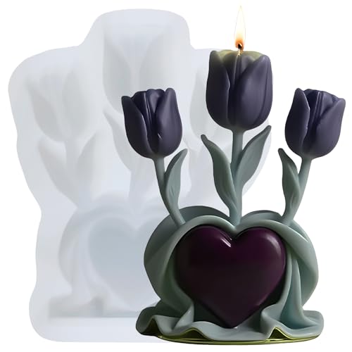 XIAOSHUI Tulpen-Kerzenform, Herz, Tulpe, Blume, Silikonharz, Gießformen für Kerzenherstellung, Aromatherapie, Kerzen, Gips, Polymerton, Basteln, Kerzen, Heimdekoration XIAOSHUI Tulpen-Kerzenform, Herz, Tulpe, Blume, Silikonharz, Gießformen für Kerzenherstellung, Aromatherapie, Kerzen, Gips, Polymerton, Basteln, Kerzen, Heimdekoration von XIAOSHUI
