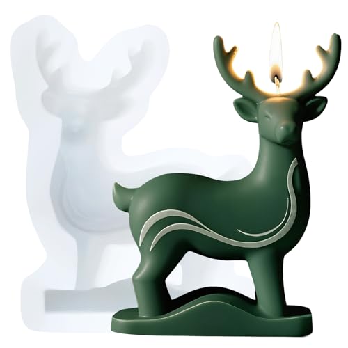 XIAOSHUI Weihnachtliche Hirschkerzenform, Weihnachtselch, Silikonharz, Gießformen für Kerzenherstellung, Aromatherapie, Kerzen, Gips, Polymerton, Bastelkerze, Heimdekoration XIAOSHUI Weihnachtliche Hirschkerzenform, Weihnachtselch, Silikonharz, Gießformen für Kerzenherstellung, Aromatherapie, Kerzen, Gips, Polymerton, Bastelkerze, Heimdekoration von XIAOSHUI