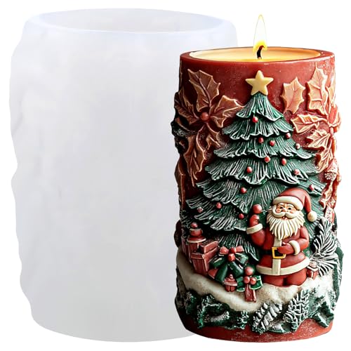 XIAOSHUI Weihnachts-Kerzenform, Weihnachtsmann, Zylinderkerze, Silikonformen, Weihnachtssäule, Kunstharz, Gießform für Kerzenherstellung, Aromatherapie, Kerzen, Gips, Polymerton, Bastelkerze XIAOSHUI Weihnachts-Kerzenform, Weihnachtsmann, Zylinderkerze, Silikonformen, Weihnachtssäule, Kunstharz, Gießform für Kerzenherstellung, Aromatherapie, Kerzen, Gips, Polymerton, Bastelkerze von XIAOSHUI