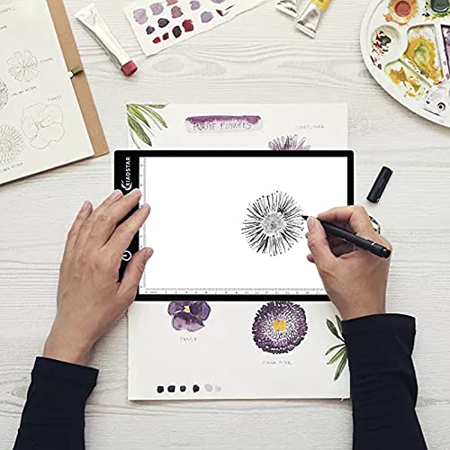 XIAOSTAR Leuchtplatte Light pad A5 Leuchttisch Einstellbare leuchtkasten Copy Board Leuchtkasten mit Ladekabel Diamond Painting Led Pad (A5) von XIAOSTAR